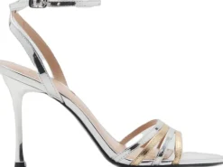 MANGO Combined strap heeled sandal Silver Online
