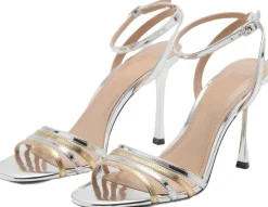 MANGO Combined strap heeled sandal Silver Online