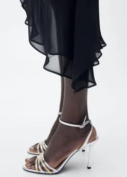 MANGO Combined strap heeled sandal Silver Online