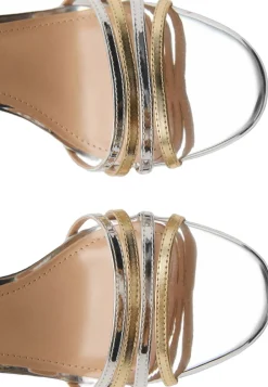 MANGO Combined strap heeled sandal Silver Online