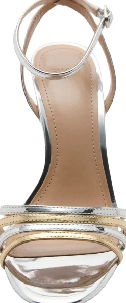 MANGO Combined strap heeled sandal Silver Online