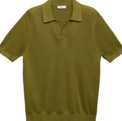 MANGO Cotton polo shirt with microstructu Green Best