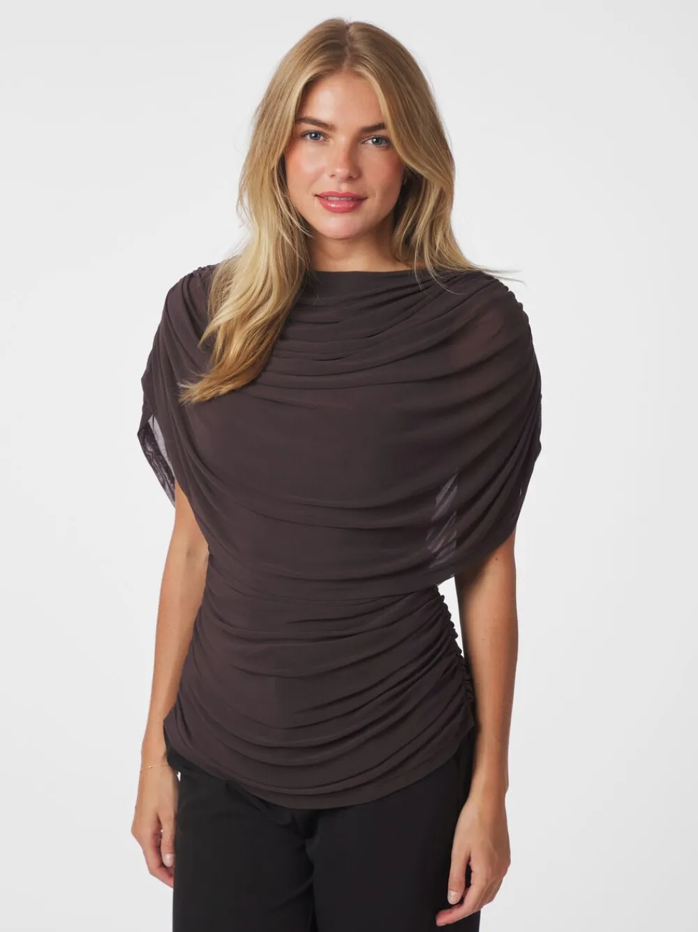 Cottuna Drapy Mesh Top>Neo Noir Discount