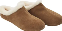 Dame NATURES Collection Cozy Slipper, Suede/Lambskin Chestnut