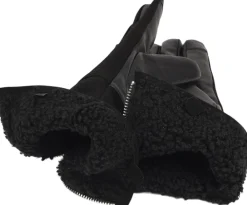 Lovelies CREMONA - FEMININE ZIP LEATHER GLOVES W/ SHEARLING LINING Black Discount