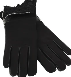 Lovelies CREMONA - FEMININE ZIP LEATHER GLOVES W/ SHEARLING LINING Black Discount