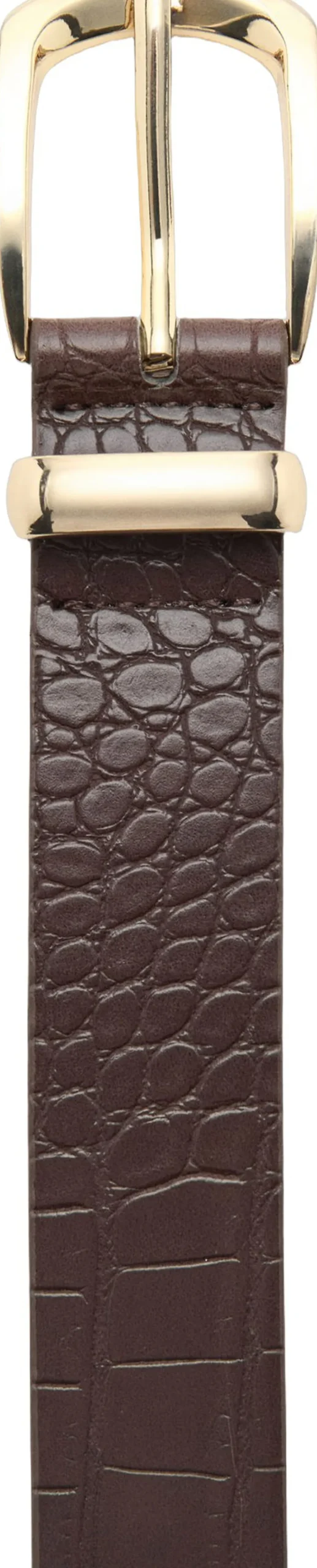 MANGO Croco faux-leather belt Brown Sale