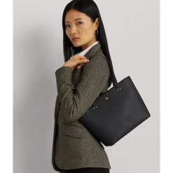 Dame Lauren Ralph Lauren Crosshatch Leather Medium Karly Tote