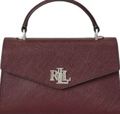 Lauren Ralph Lauren Crosshatch Leather Small Farrah Satchel Dark garnet