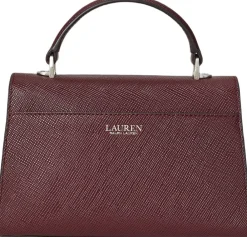 Lauren Ralph Lauren Crosshatch Leather Small Farrah Satchel Dark garnet