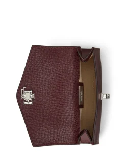 Lauren Ralph Lauren Crosshatch Leather Small Farrah Satchel Dark garnet