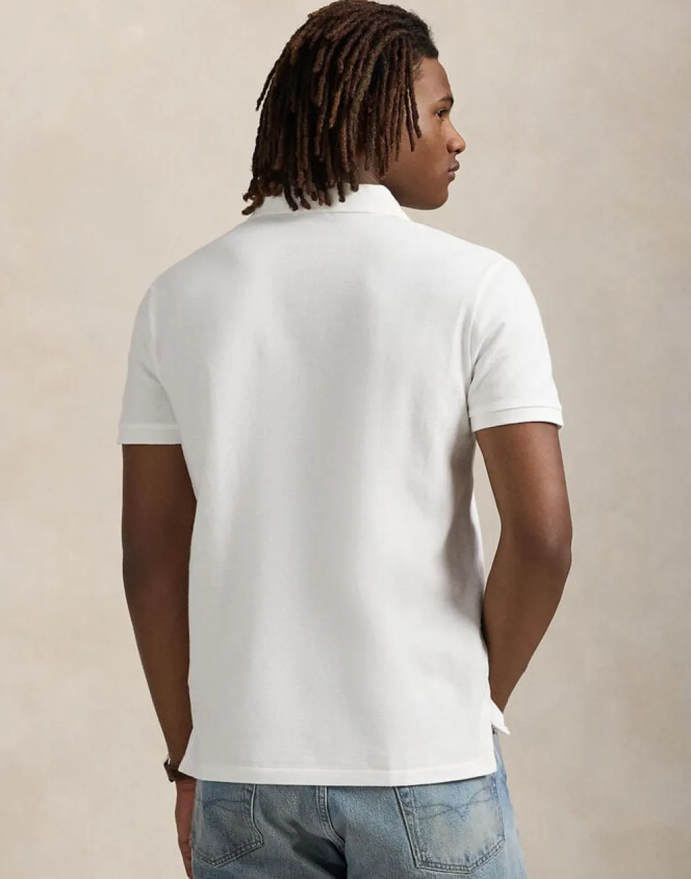 Polo Ralph Lauren Custom Slim Fit Mesh Polo Hvid Clearance