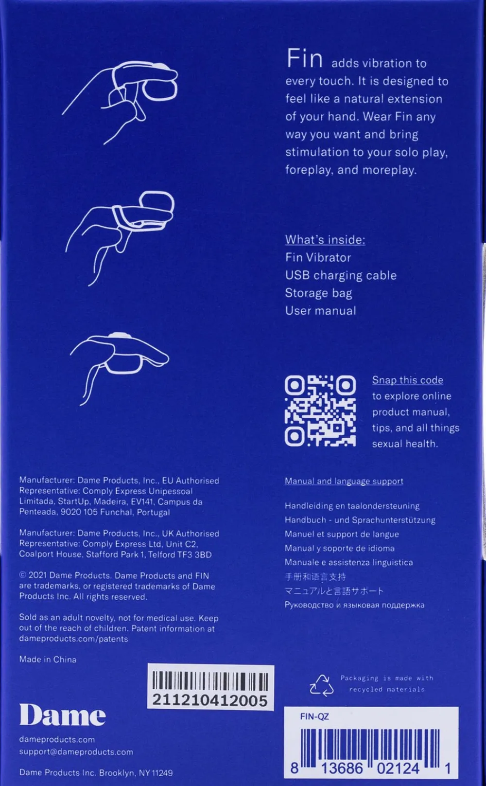 Dame Products DAME - FIN FINGER VIBRATOR QUARTZ