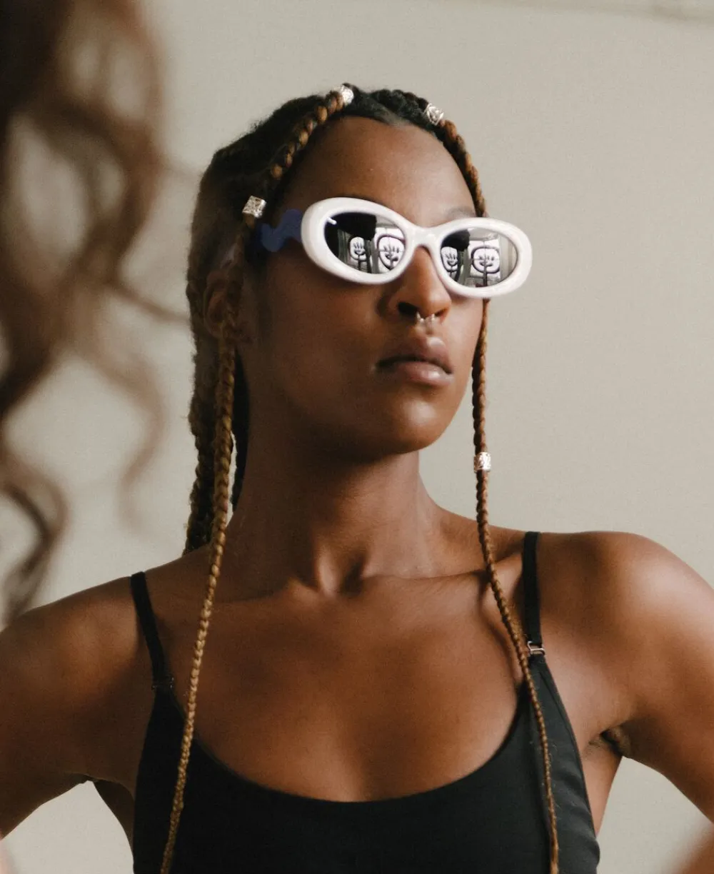 Cartel Copenhagen Danner x Cartel Oval Sunnies - Shell/CartelBlue Hvid, blå Sale