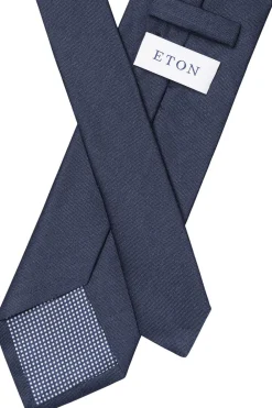 ETON Dark blue Solid Silk Linen Tie Blå Clearance