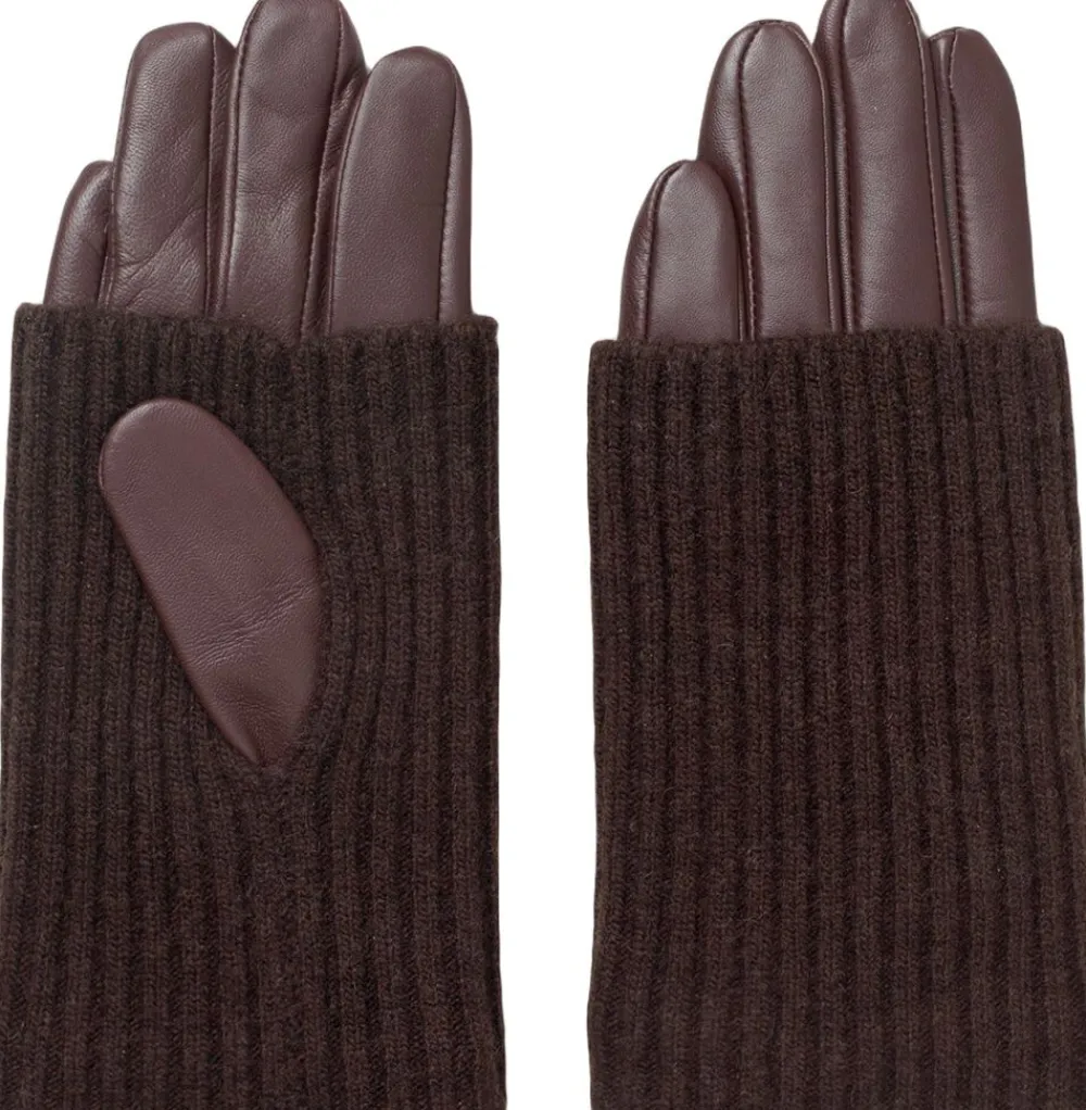 DAY ET Day Leather Knit Glove Chocolate plum Outlet