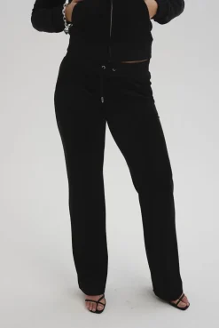Juicy Couture Del Ray Classic Velour Pant Pocket Design Black New