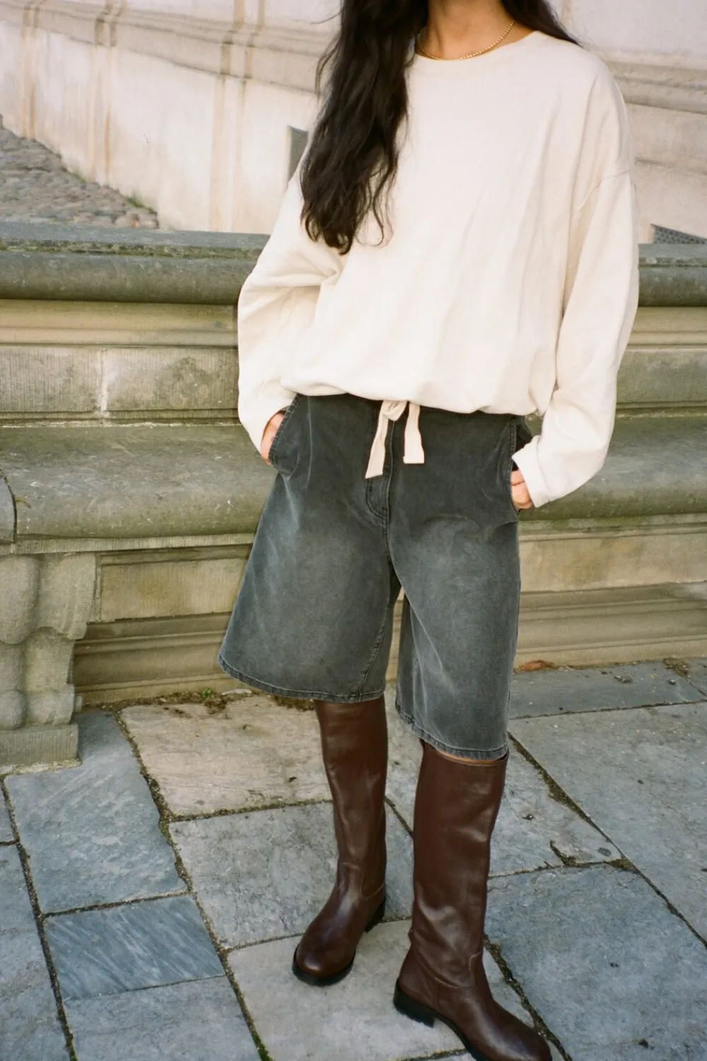 Denim black wide shorts - Raha>Rabens Saloner Discount