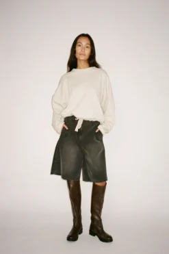 Denim black wide shorts - Raha><noscript><img width=