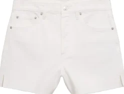 MANGO Denim shorts with frayed hem White Hot