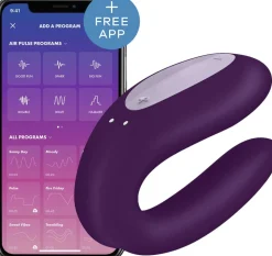 Satisfyer Double Joy Violet App-styret Parvibrator Hot