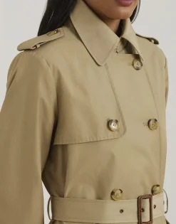 Double-Breasted Cotton-Blend Trench Coat>Lauren Ralph Lauren Clearance