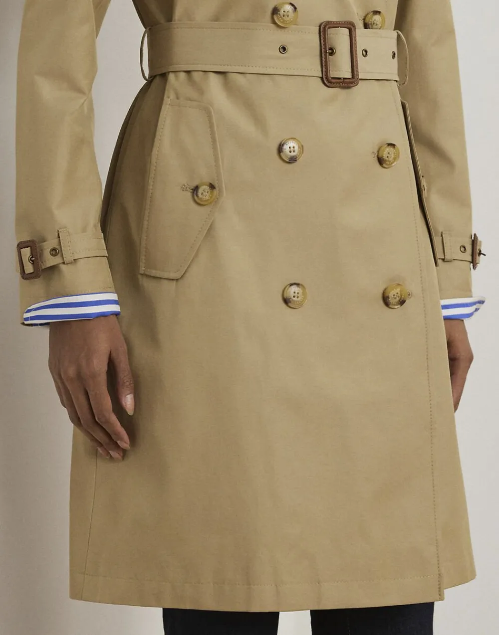 Double-Breasted Cotton-Blend Trench Coat>Lauren Ralph Lauren Clearance