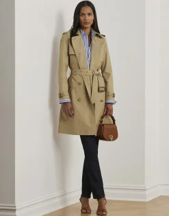 Double-Breasted Cotton-Blend Trench Coat><noscript><img width=