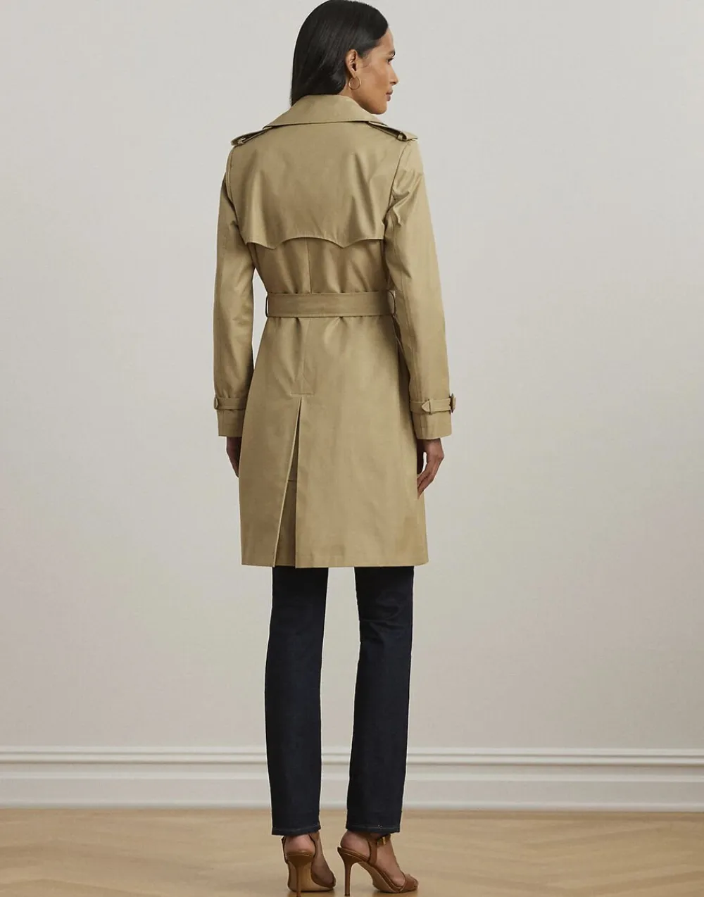 Double-Breasted Cotton-Blend Trench Coat>Lauren Ralph Lauren Clearance
