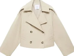 Double-breasted cropped trench coat><noscript><img width=