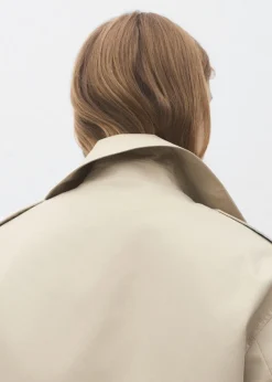 Double-breasted cropped trench coat><noscript><img width=