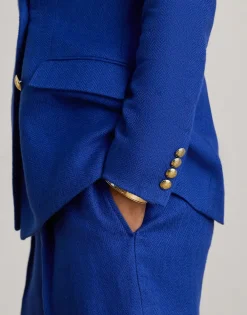 Lauren Ralph Lauren Double-Breasted Linen-Cotton Blazer Cruise royal Clearance