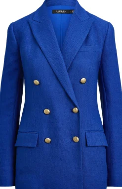 Lauren Ralph Lauren Double-Breasted Linen-Cotton Blazer Cruise royal Clearance