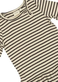 PETIT PIAO Dress L/S Modal Striped Coffee bean/off w Online