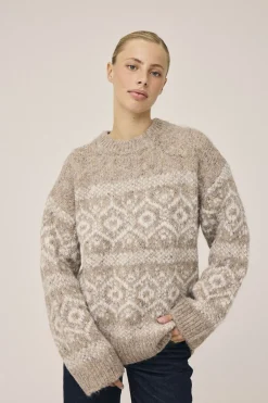 Magasin du Nord Collection Ella 3 Striksweater - GRS Sand melange Online