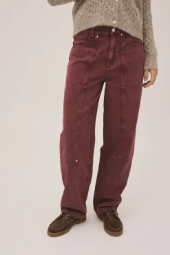 Magasin du Nord Collection Emma M125 Barrel jeans - 100% Økologisk bomuld GOTS Washed bordeaux Best