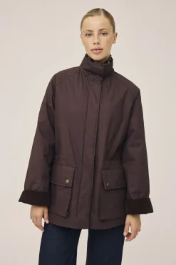 Magasin du Nord Collection Emmy 3 Coated jakke med fløjl kanter - GRS Coffee bean Best
