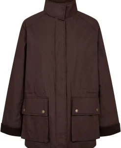 Magasin du Nord Collection Emmy 3 Coated jakke med fløjl kanter - GRS Coffee bean Best