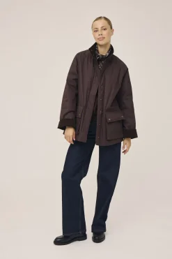 Magasin du Nord Collection Emmy 3 Coated jakke med fløjl kanter - GRS Coffee bean Best