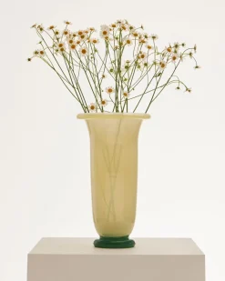 Empire Vase-Large-Sand with lemon rim, green base>Hay Hot