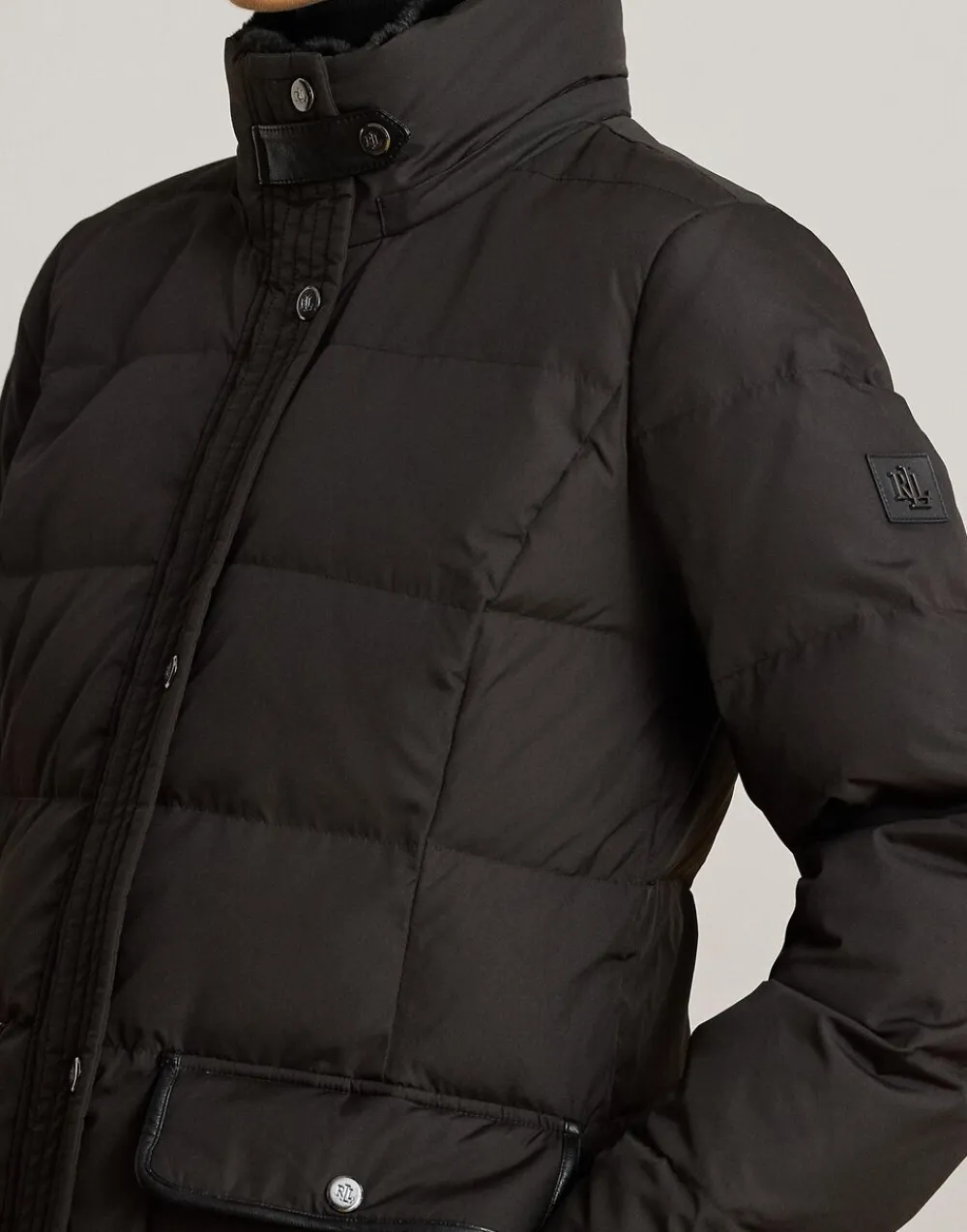 Dame Lauren Ralph Lauren Faux-Fur-Trim Quilted Down Maxicoat