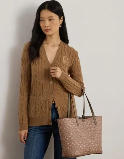 Lauren Ralph Lauren Faux-Leather Large Reversible Tote Bag Rider geo/taupe brown Best
