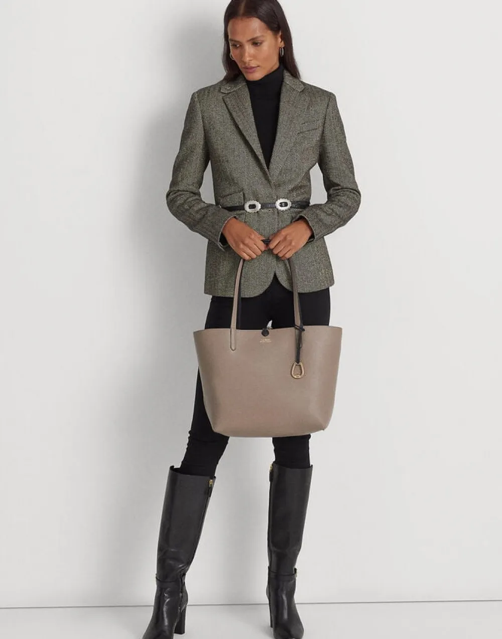 Lauren Ralph Lauren Faux-Leather Reversible Tote Black/taupe Discount