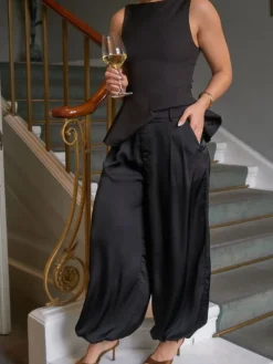 Fayla Drapy Satin Balloon Pants><noscript><img width=