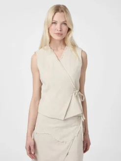 Neo Noir Filora Ramie Wrap Waistcoat Natural Sale