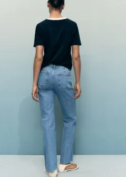 Flared cropped jeans with pockets><noscript><img width=