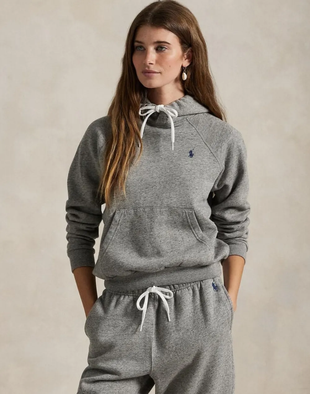 Polo Ralph Lauren Fleece Pullover Hoodie Grå Outlet