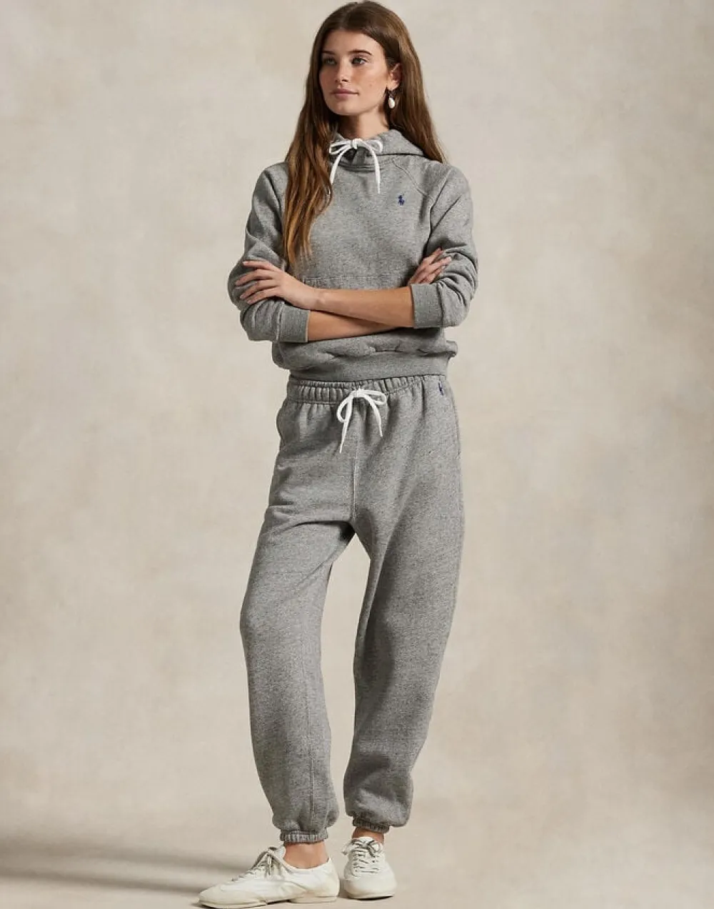 Polo Ralph Lauren Fleece Pullover Hoodie Grå Outlet