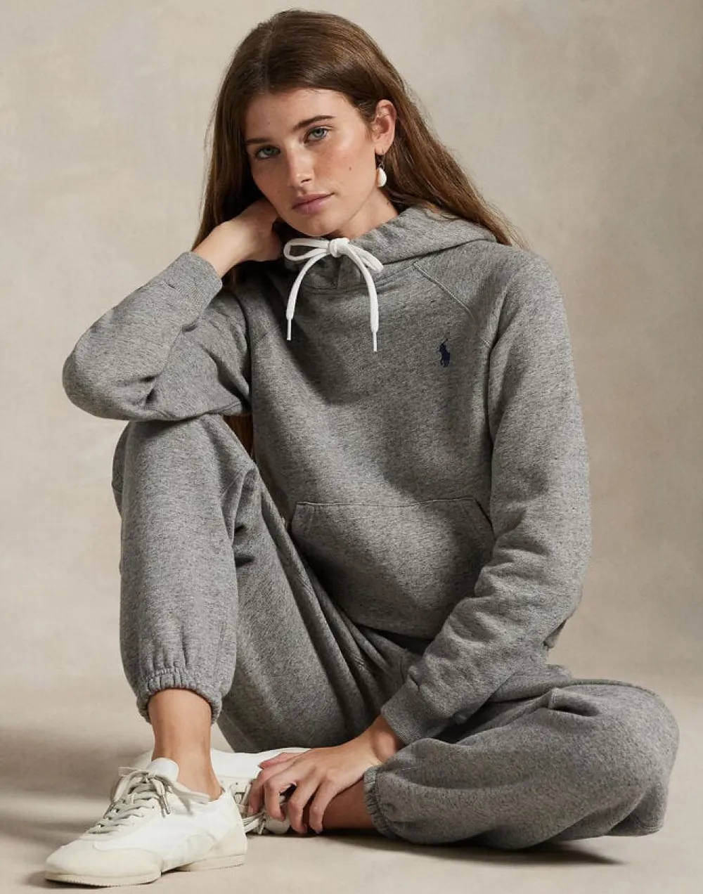 Polo Ralph Lauren Fleece Pullover Hoodie Grå Outlet