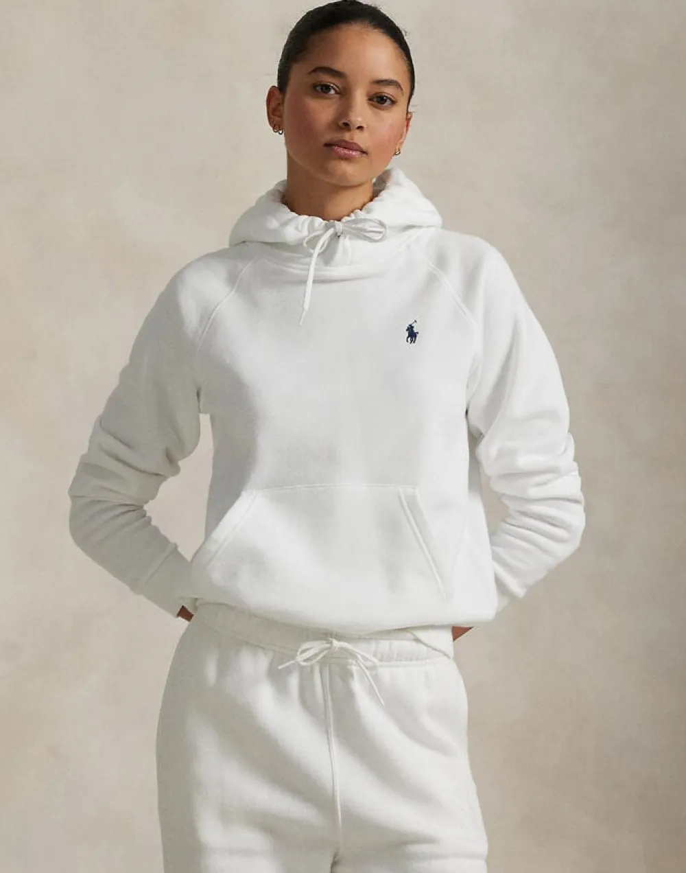 Polo Ralph Lauren Fleece Pullover Hoodie Hvid Sale